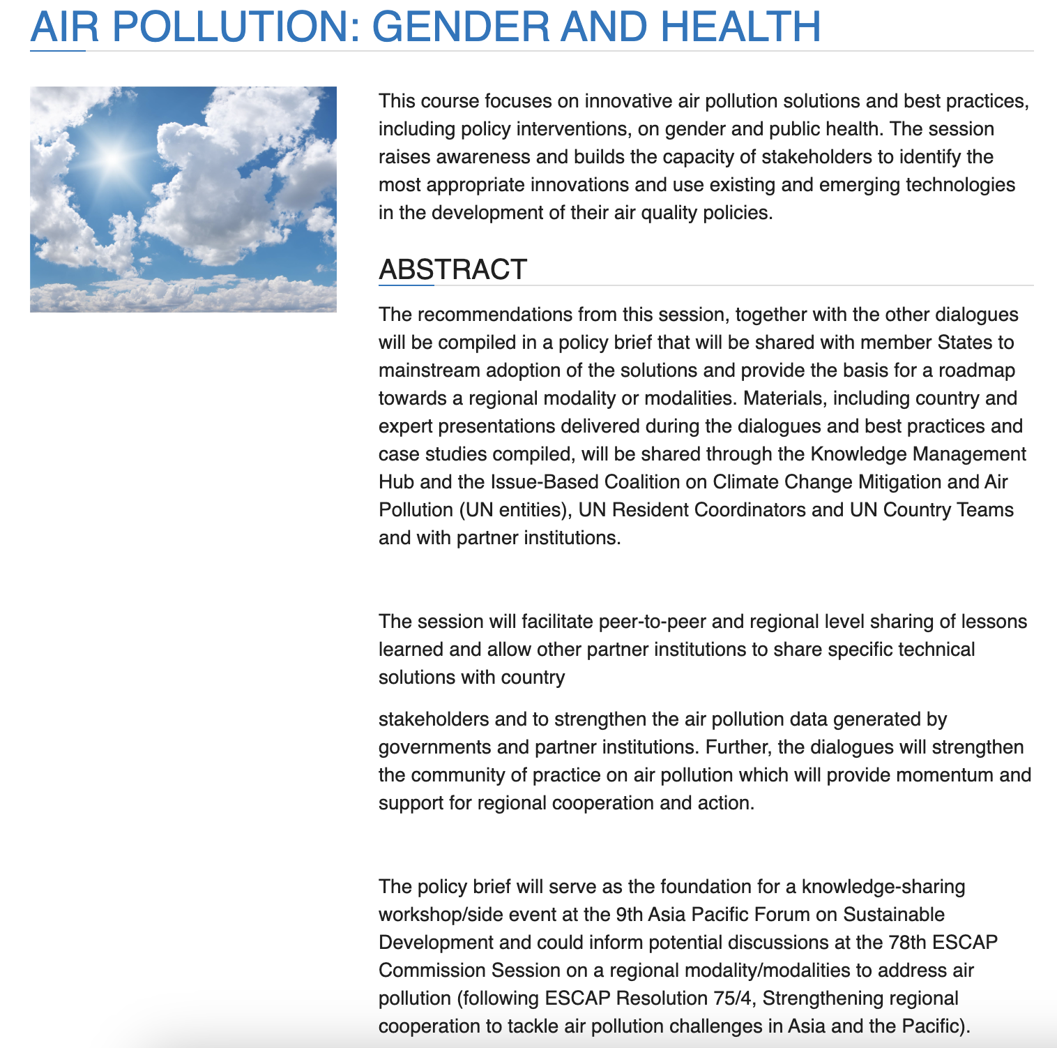 Air Pollution: Gender and Health